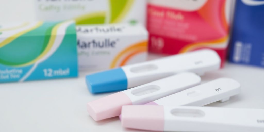 Variety of diabetes test strips on a blurred background.