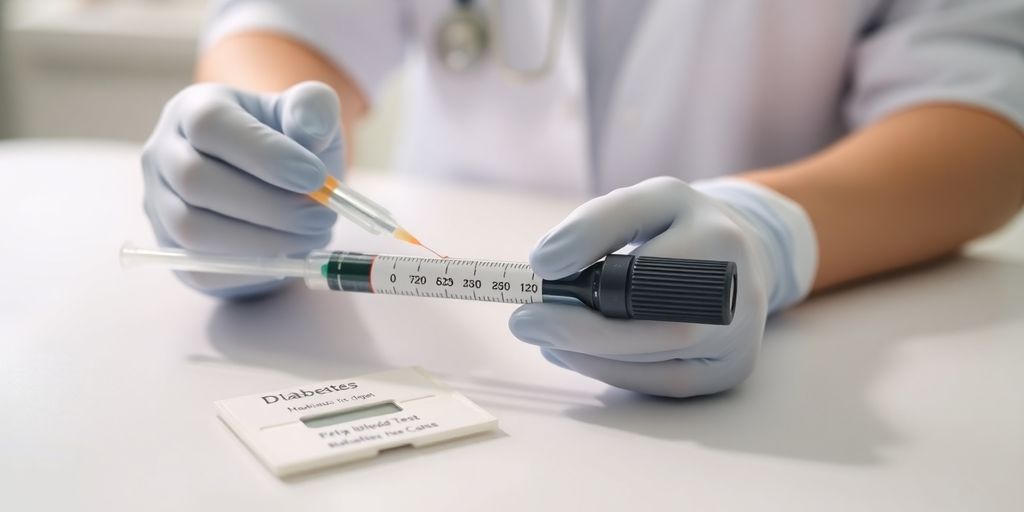 Healthcare professional preparing a diabetes blood test.