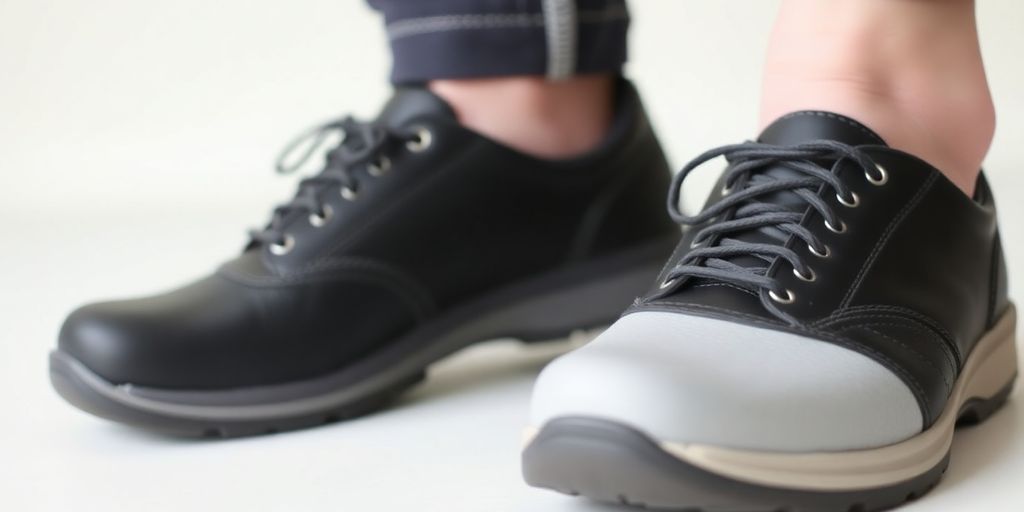 Close-up of comfortable diabetic shoes on neutral background.